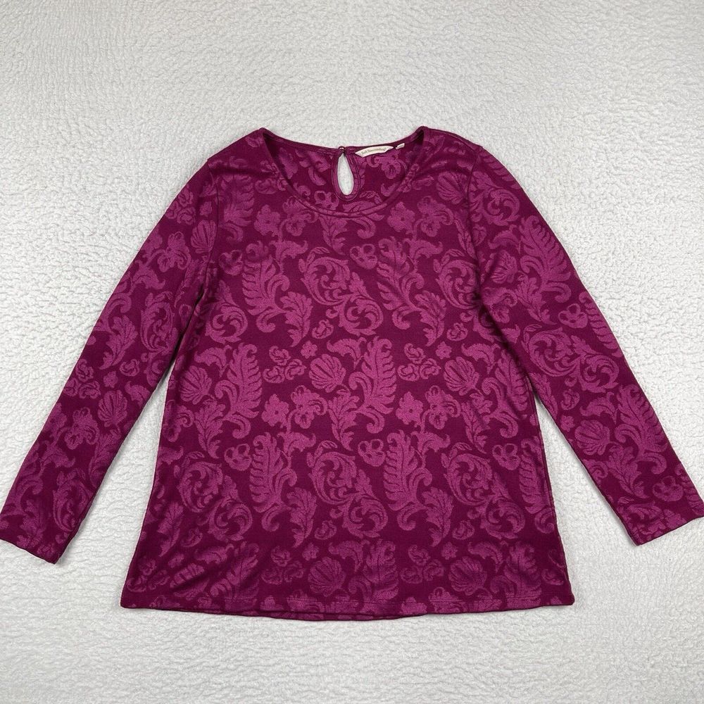 Soft Surroundings Shirt Womens Large Purple Flavia Jacquard Top Career Office